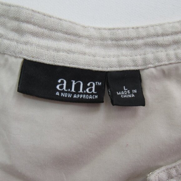 a.n.a Womens Chic Cream Bolero Cropped Round Neck 3/4 Sleeve Jacket Size L - Picture 4 of 7